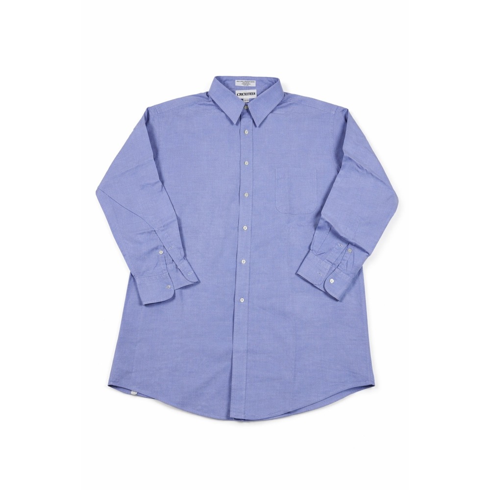 Cricketeer‎ Mens Blue Pinpoint Oxford Cotton Dress Shirt 17.5-33 Long Sleeve